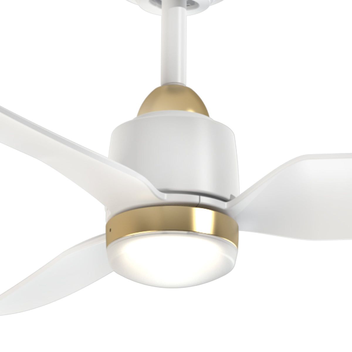Plafonnier extérieur LED Hugo de Kuzco Lighting CF72952-BG/MB-5CCT Ventilateur en or brossé/noir mat