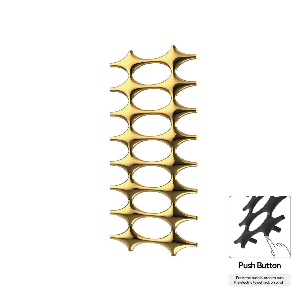 P&Bhusri K015-L-24K-N K015 Towel Warmer in PVD 24K Gold