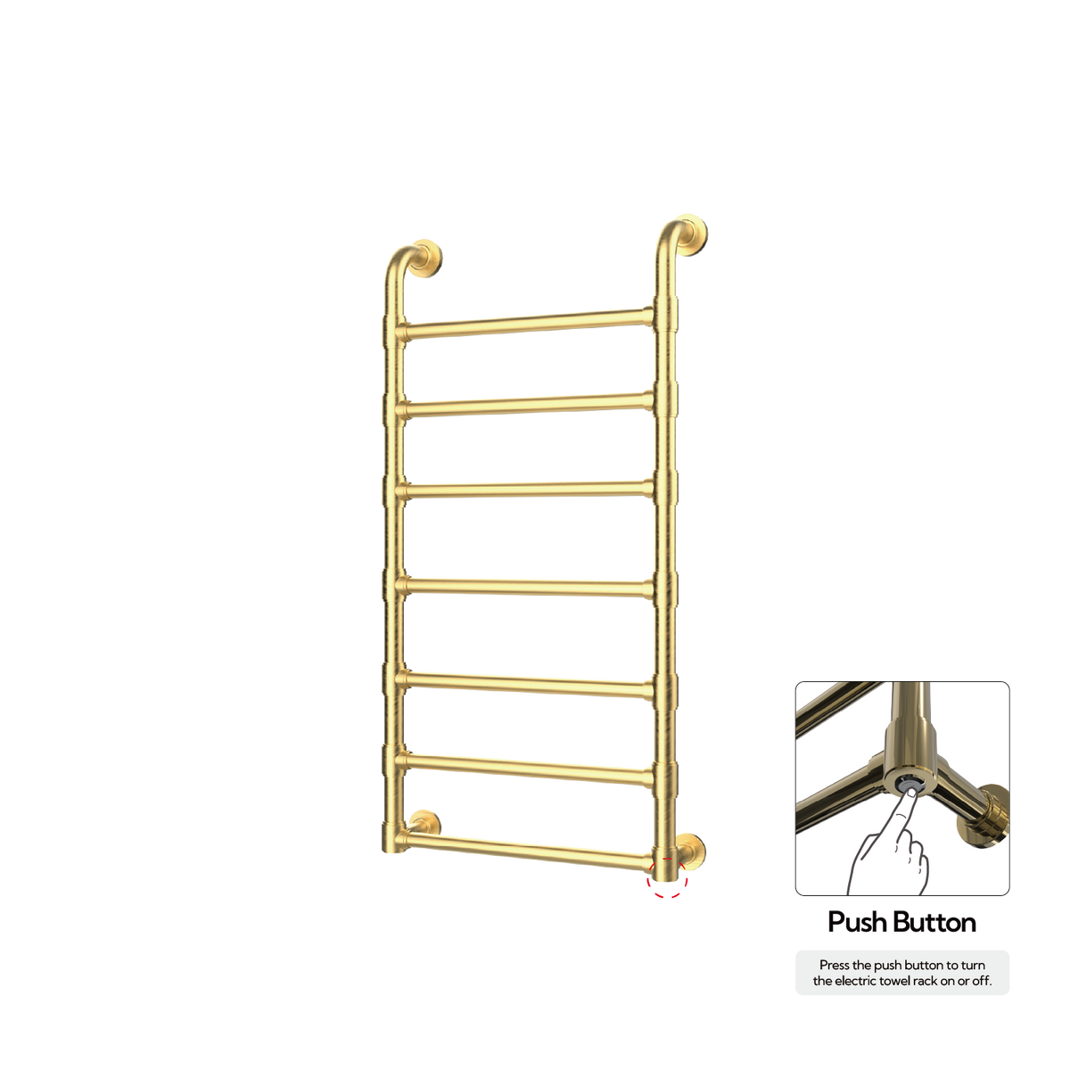 P&Bhusri K05-M-BLG-N K05 Towel Warmer in PVD Brushed Luxury Gold