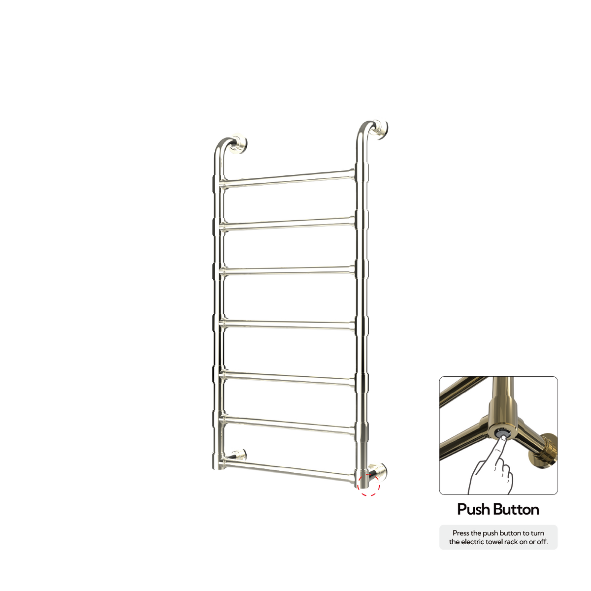 P&Bhusri K05-M-PWG-N K05 Towel Warmer in PVD Polished White Gold