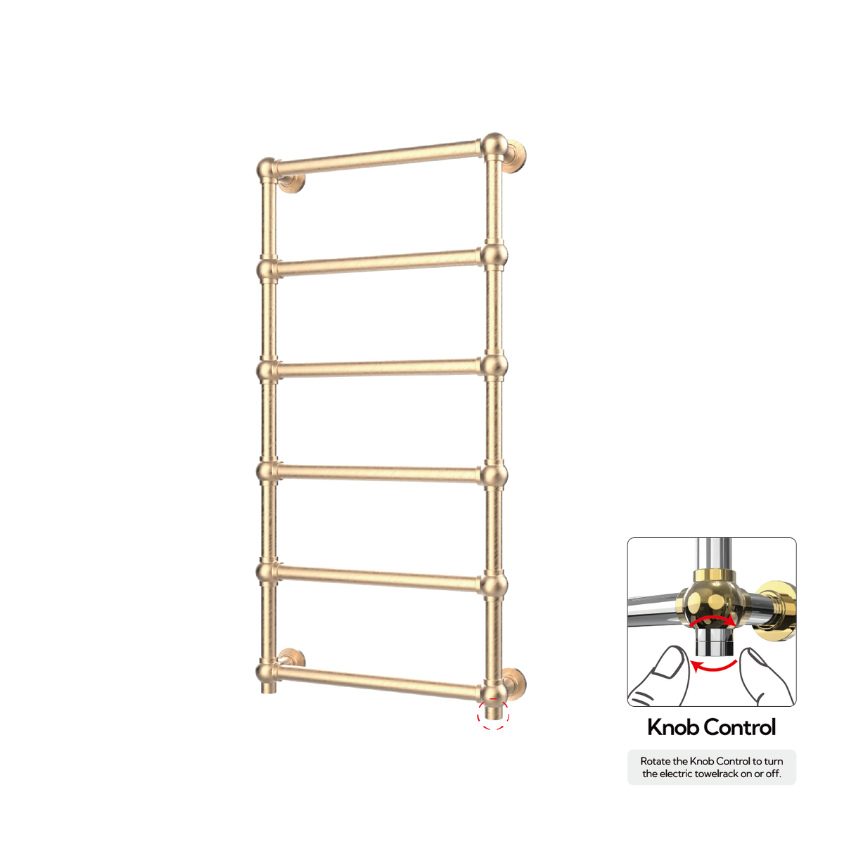 P&Bhusri K06-L-BBZ-XK K06 Towel Warmer in PVD Brushed Bronze