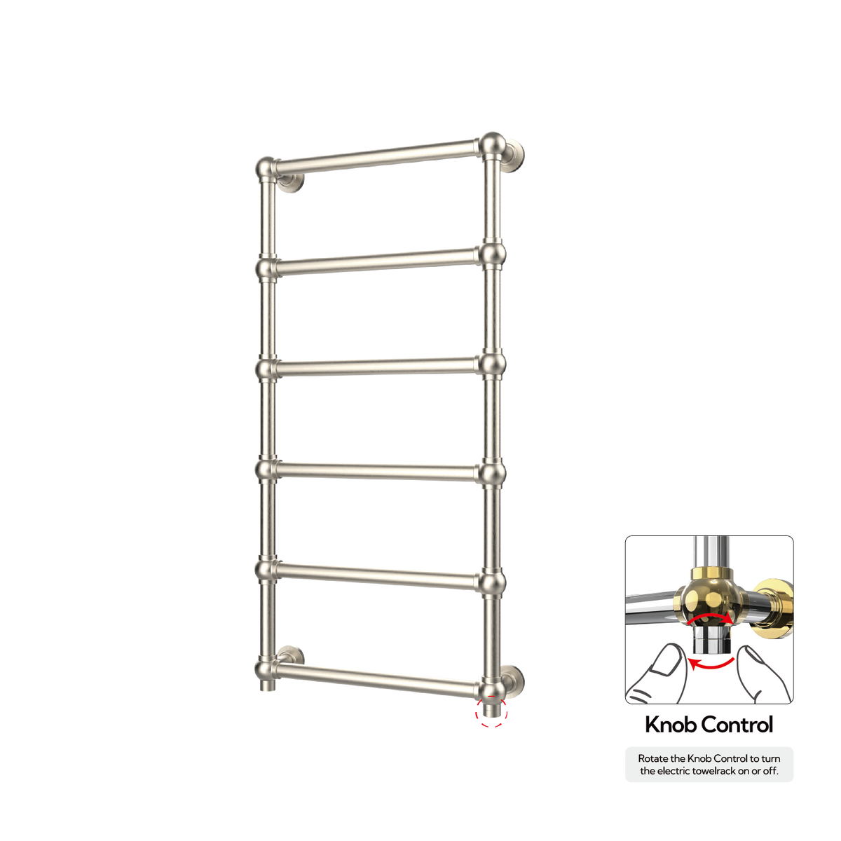 P&Bhusri K06-L-BNI-XK K06 Towel Warmer in PVD Brushed Nickel