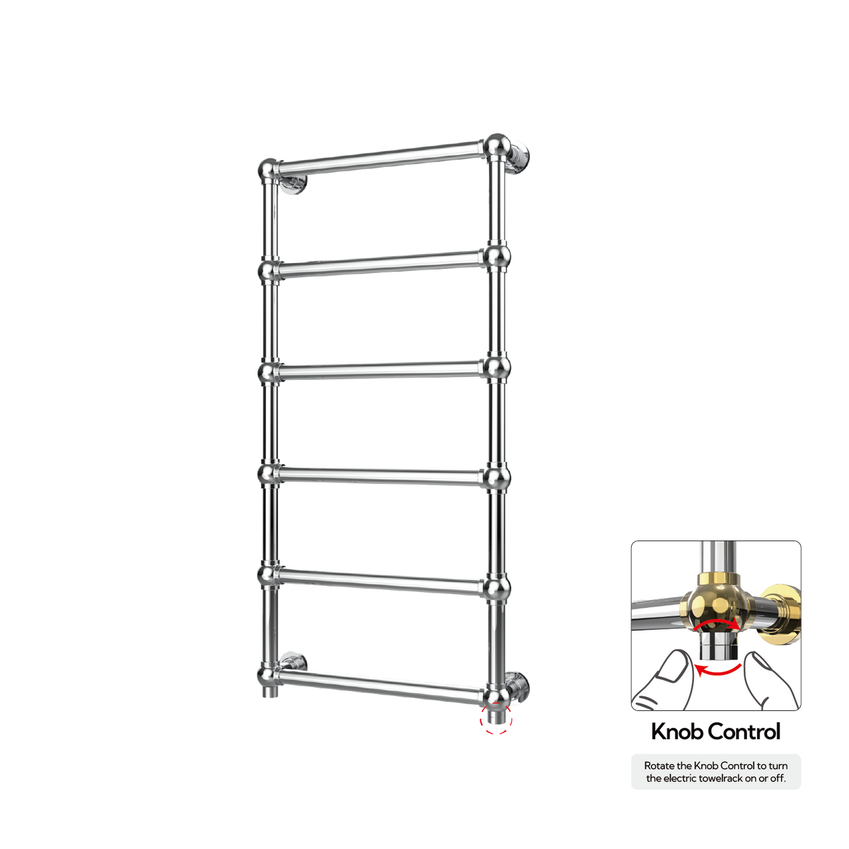 P&Bhusri K06-L-CHR-XK K06 Towel Warmer in Polished Chrome