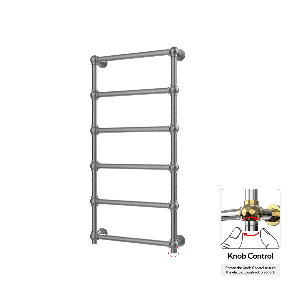 P&Bhusri K06-L-GML-XK K06 Towel Warmer in PVD Gun Metal