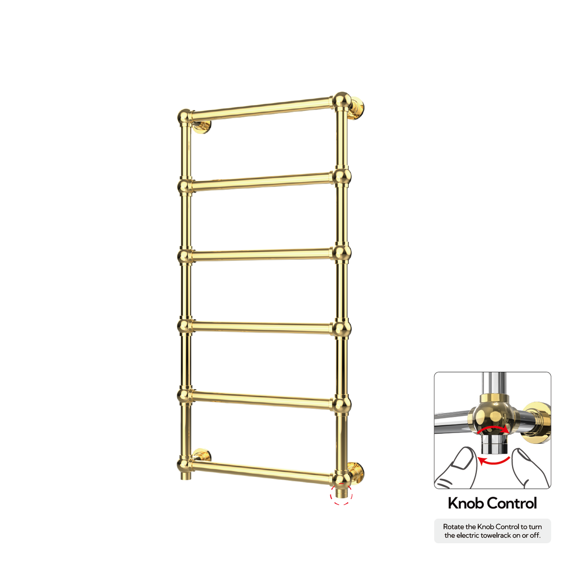 P&Bhusri K06-L-LGD-XK K06 Towel Warmer in PVD Polished Luxury Gold