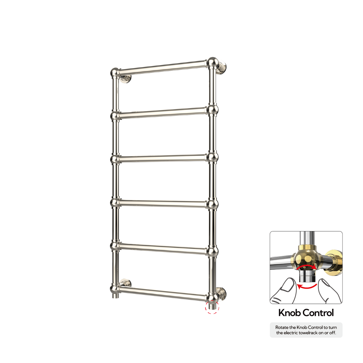 P&Bhusri K06-L-PNI-XK K06 Towel Warmer in PVD Polished Nickel