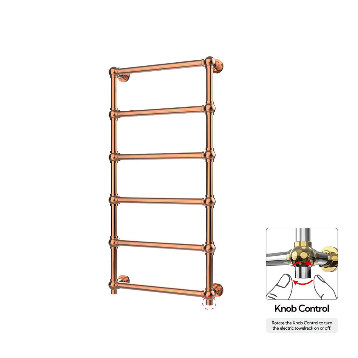 P&Bhusri K06-L-RGD-XK K06 Towel Warmer in PVD Polished Rose Gold
