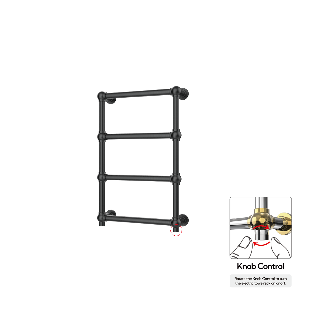 P&Bhusri K06-M-BBN-XK K06 Towel Warmer in PVD Brushed Black Nickel