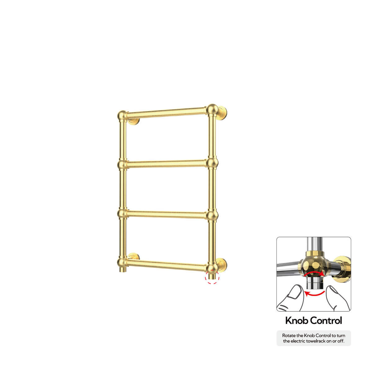 P&Bhusri K06-M-BBR-XK K06 Towel Warmer in PVD Brushed Brass
