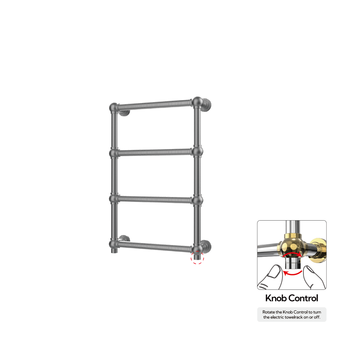 P&Bhusri K06-M-GML-XK K06 Towel Warmer in PVD Gun Metal