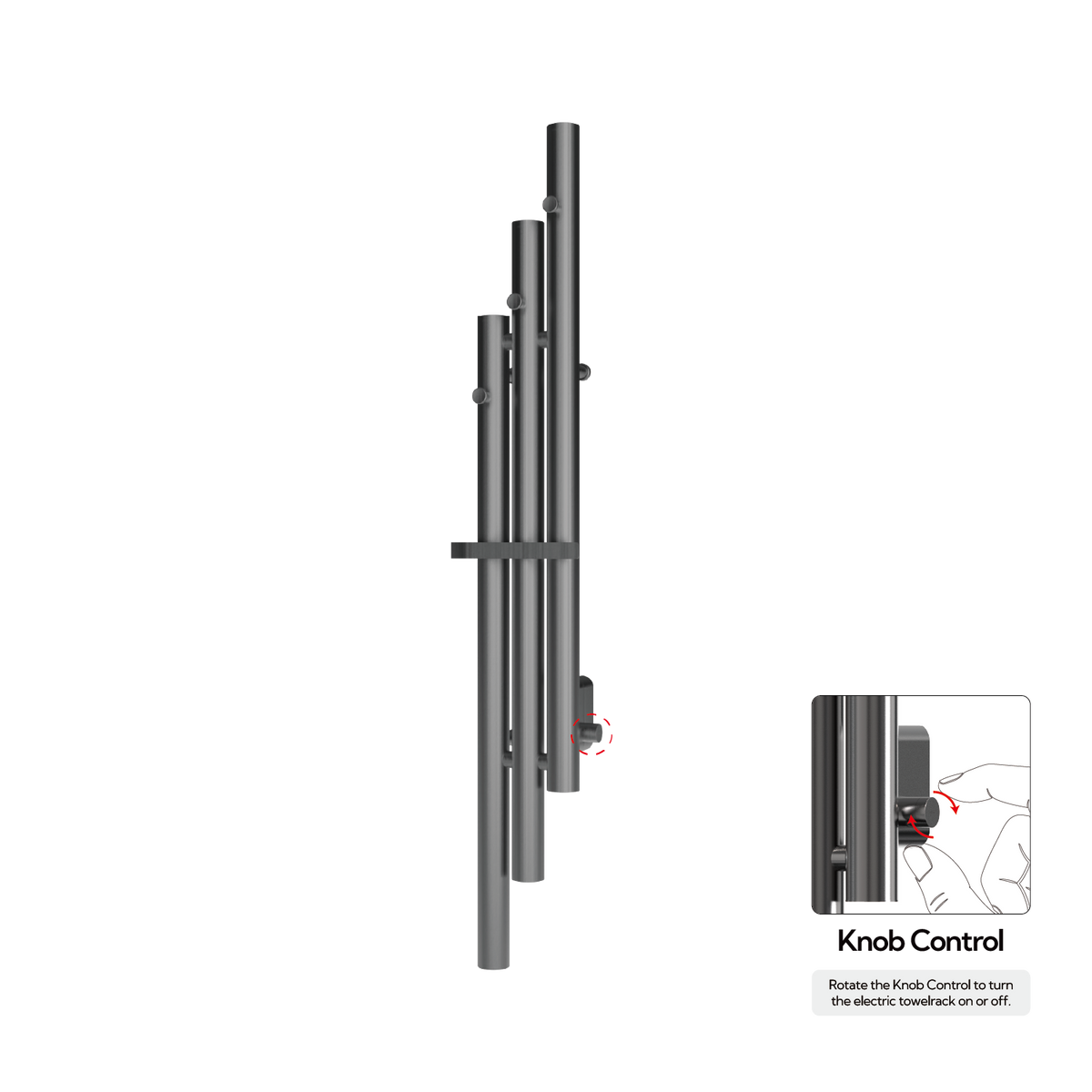 P&Bhusri K102-M-GML-XK K102 Towel Warmer in PVD Gun Metal