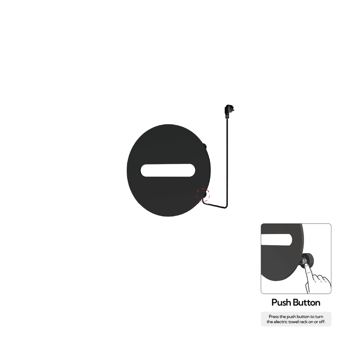 P&Bhusri K23-M-MBL-N-DO K23 Towel Warmer in Mist Black