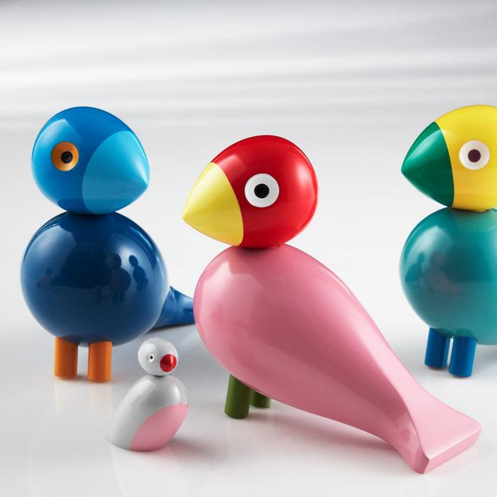 Kay Bojesen 39400 Figurine en bois oiseau chanteur rose/rouge