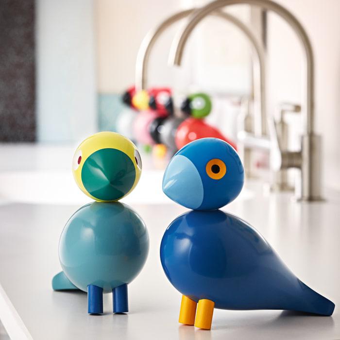 Kay Bojesen 39405 Figurine en bois oiseau chanteur turquoise/jaune