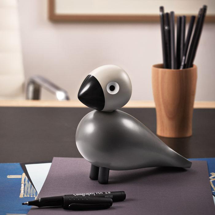 Figurine en bois d'oiseau chanteur Kay Bojesen 39407, gris clair.