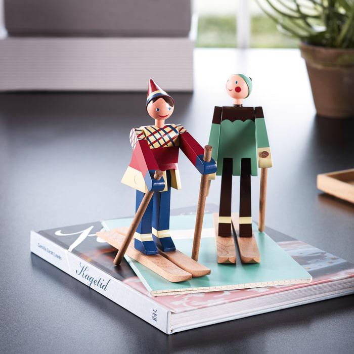 Kay Bojesen 39410 Figurine de Noël en bois skieur multicolore