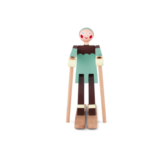 Kay Bojesen 39410 Figurine de Noël en bois skieur multicolore