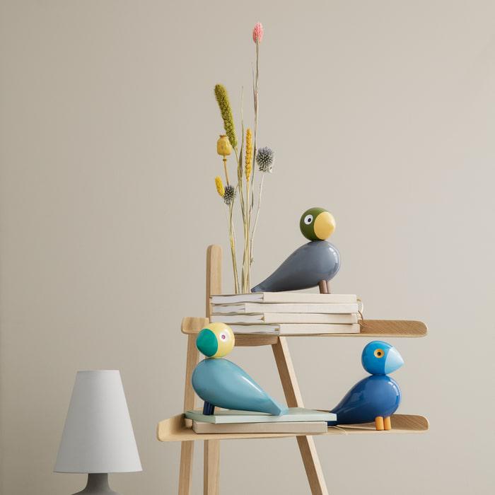 Kay Bojesen 39405 Figurine en bois oiseau chanteur turquoise/jaune