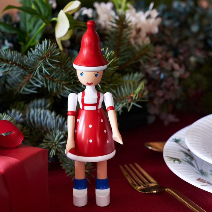 Kay Bojesen 39437 Christmas Lise Wooden Figurine in Red/Blue/White