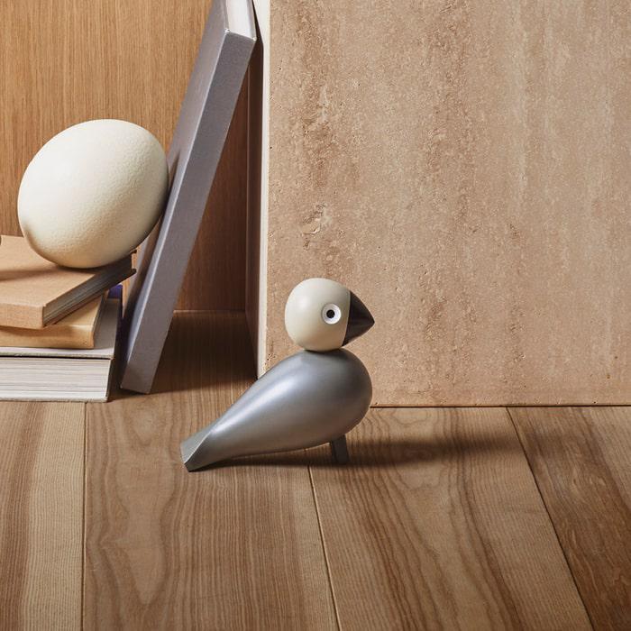 Figurine en bois d'oiseau chanteur Kay Bojesen 39407, gris clair.