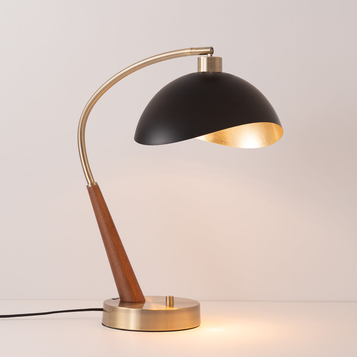 Nova of California 1044878MG Boomerang Luna Bella Table Lamp in Dark Walnut/Weathered Brass
