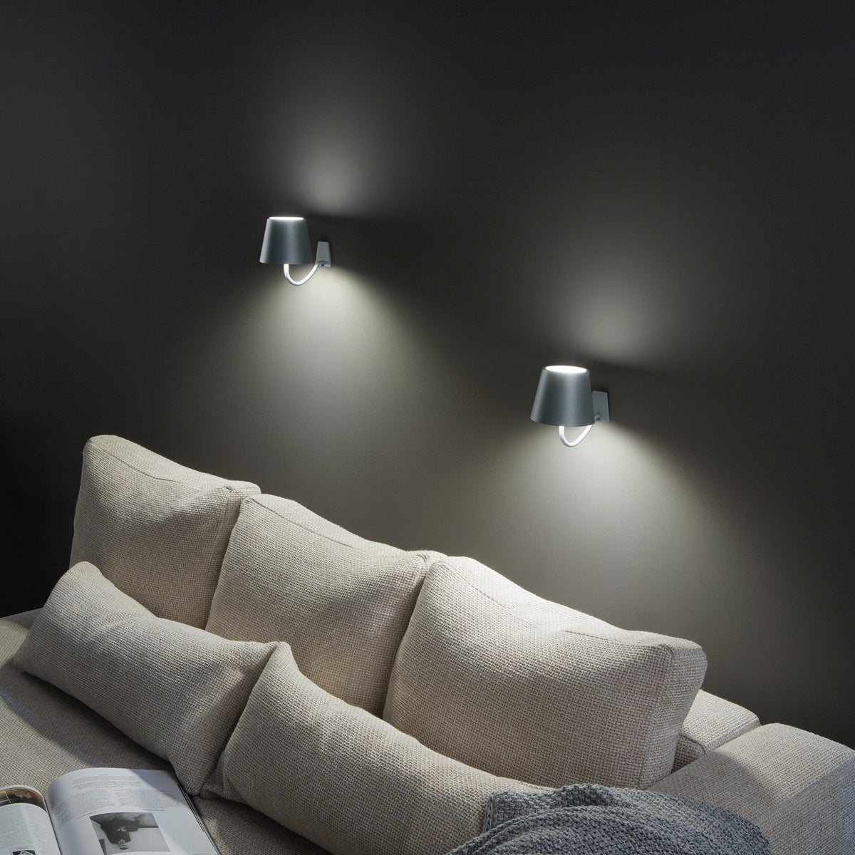 Zafferano America LD0688N4 Poldina Pro Wall Magnetic with Mounting Bracket in Dark Gray