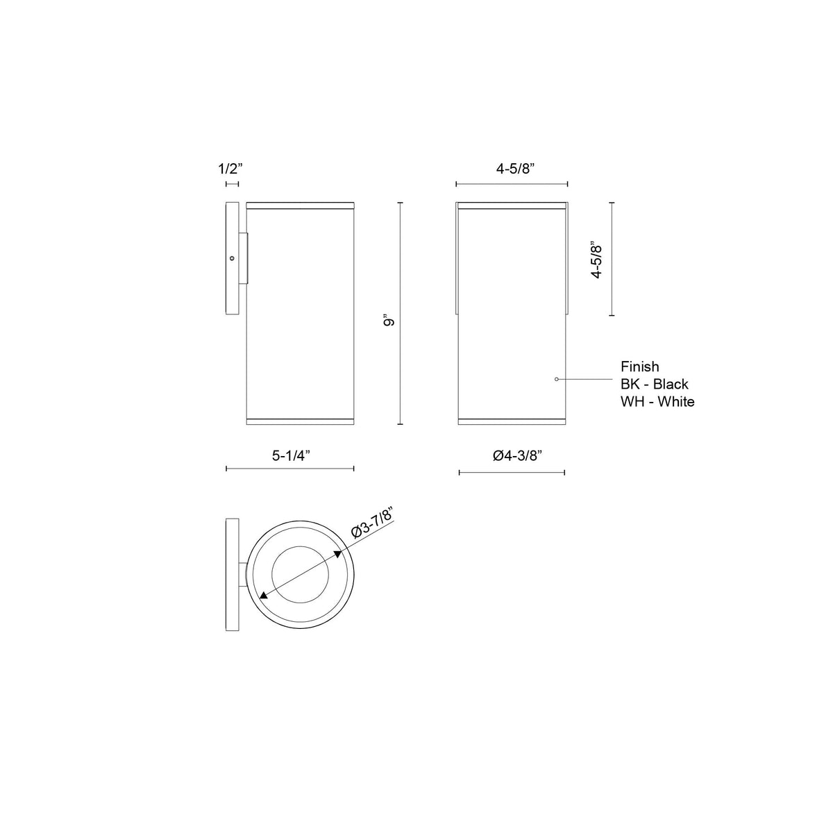 Kuzco Lighting LD4-WS09W20-3036-BK-UNV-010 Lorna LED Interior/Exterior Wall Sconce in Black