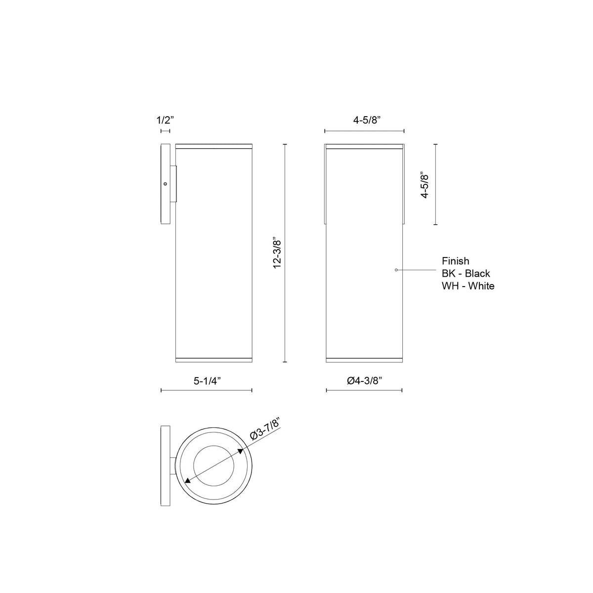 Kuzco Lighting LD4-EW12W24-3036-BK-UNV-010 Lorna LED Exterior Wall Sconce in Black