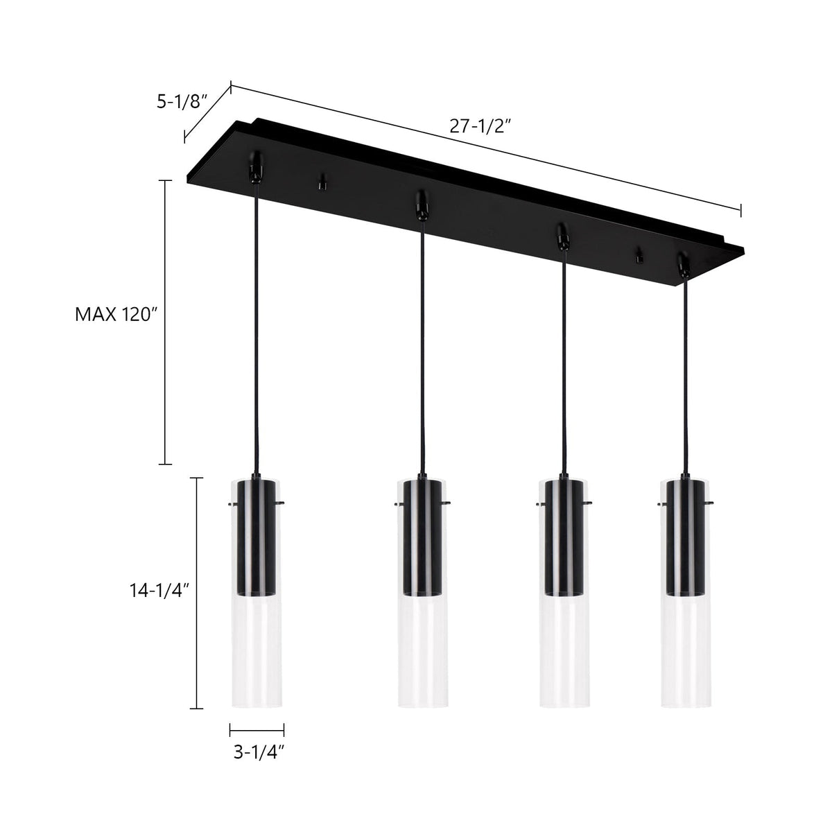 Kuzco Lighting MP21703BK-04 Lena LED Multi Suspension en noir