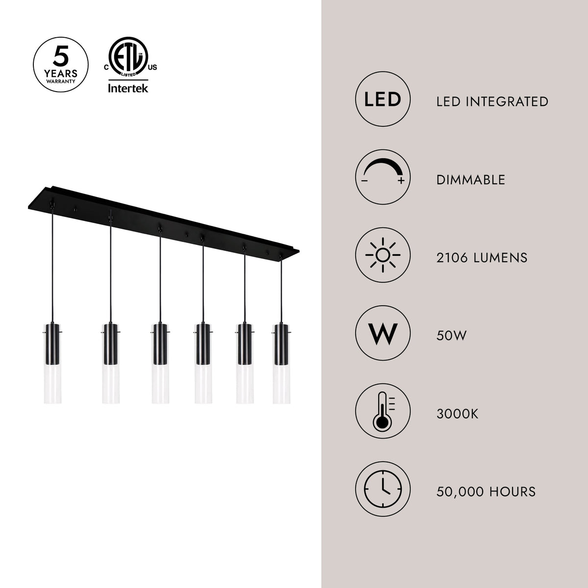 Kuzco Lighting MP21703BK-06 Lena LED Multi Suspension en noir