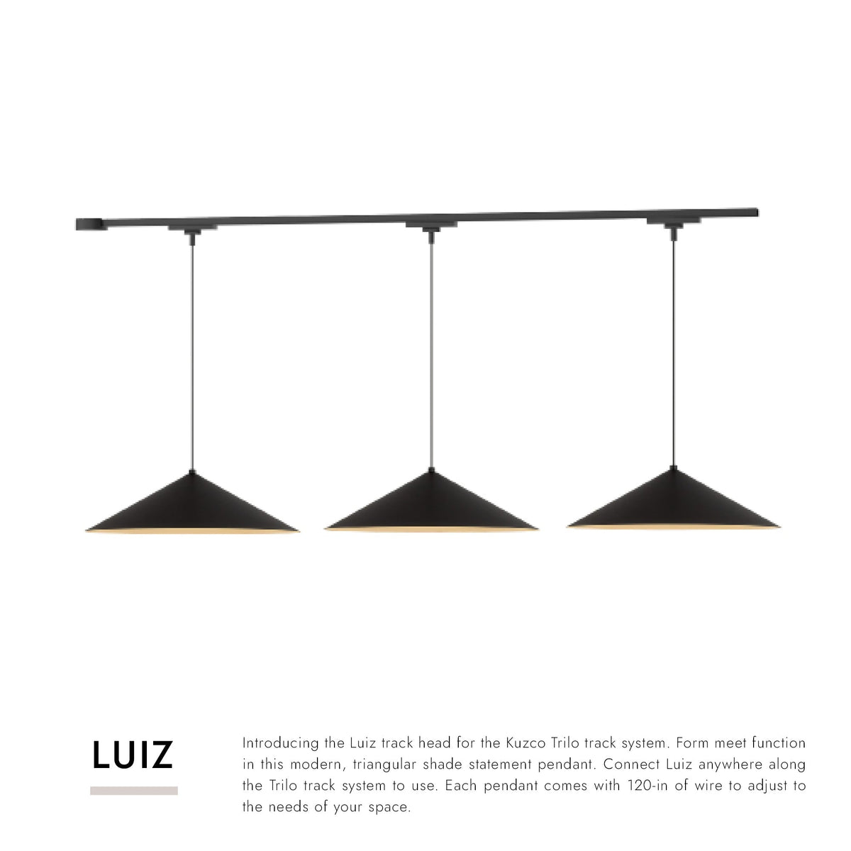Kit de plafond LED Trilo - Luiz en noir - Kuzco Lighting TR3L-P73915-BK