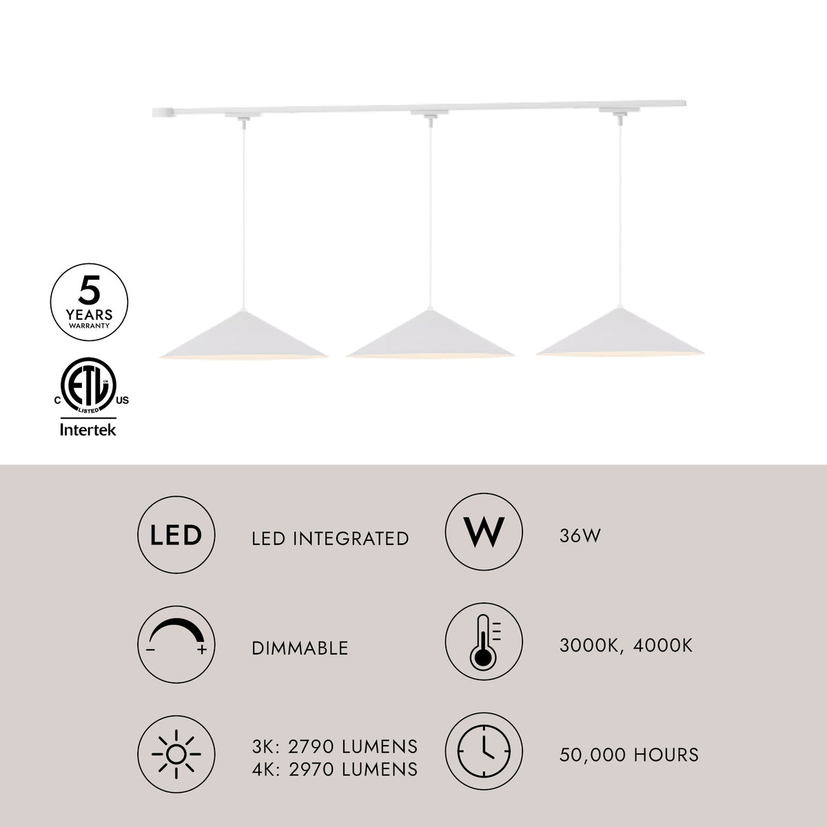 Kit de plafond LED Trilo - Luiz en noir - Kuzco Lighting TR3L-P73915-BK