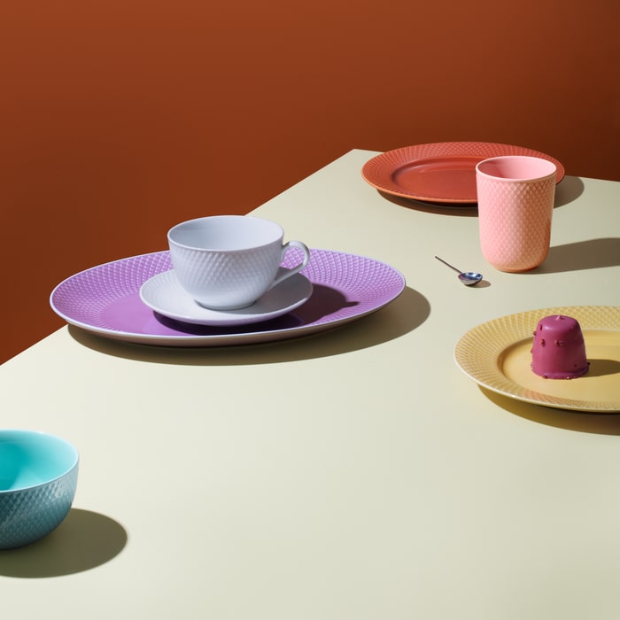 Lyngby Porcelæn 201950 Plat de service ovale couleur Rhombe en violet
