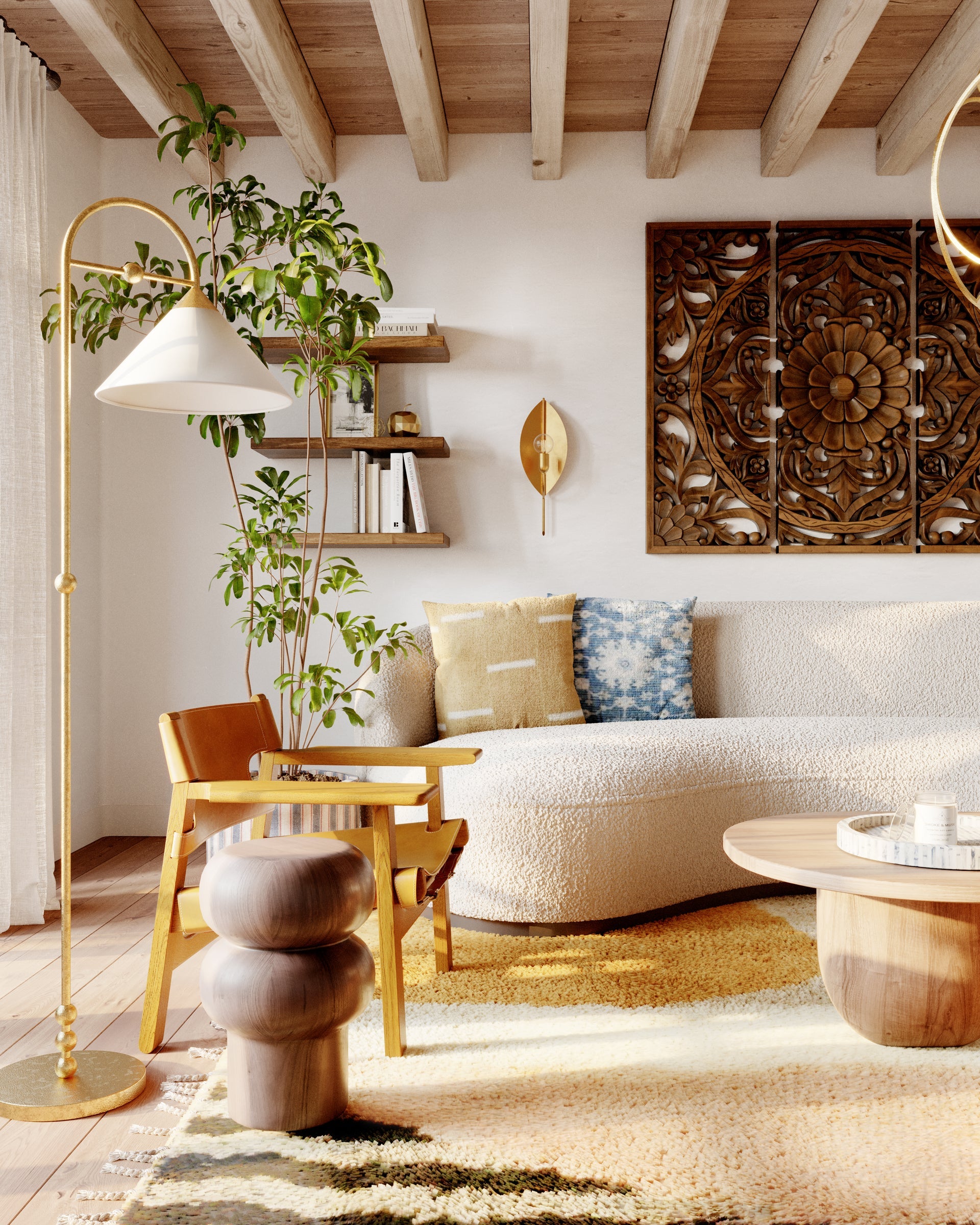 Mitzi HL682401-AGB Sang Floor Lamp in Aged Brass