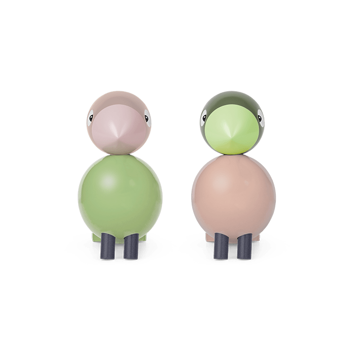 Kay Bojesen 39357 Lovebirds Wooden Figurine in Light Green/Rose