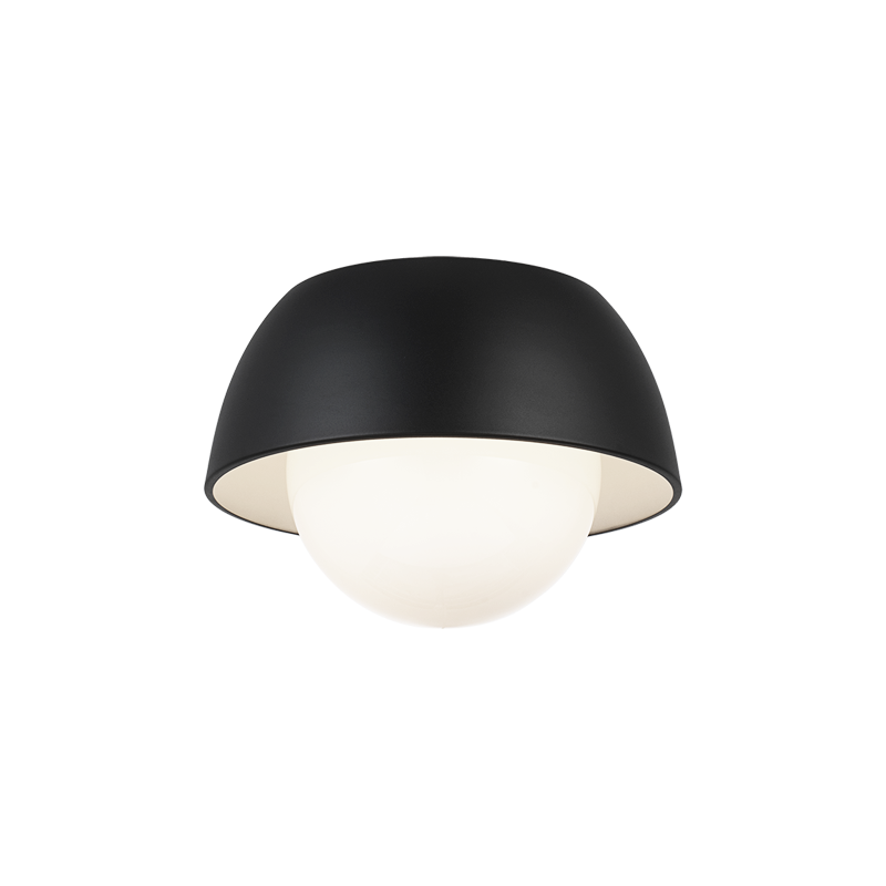Matteo Lighting M11311MBOP Watson Flush Mount in Matte Black with White Interior