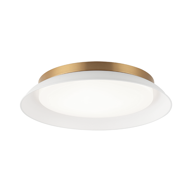 Matteo Lighting M12518MWAG Finley LED Flush Mount in Matte White + Aged Gold Brass