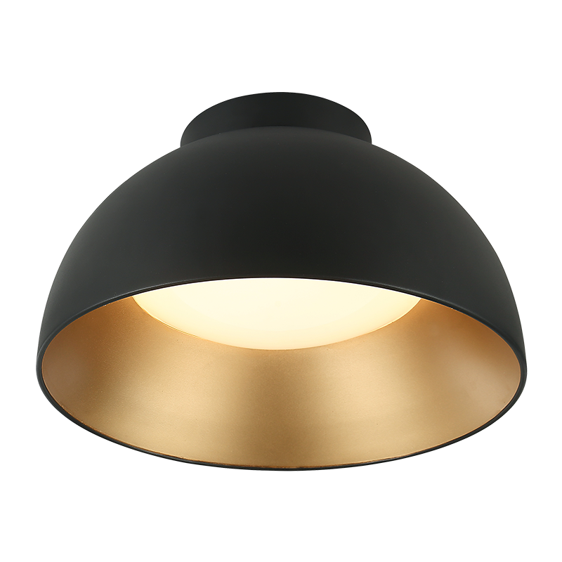 Matteo Lighting M17416MB Zenith LED Flush Mount in Matte Black with Gold Interior