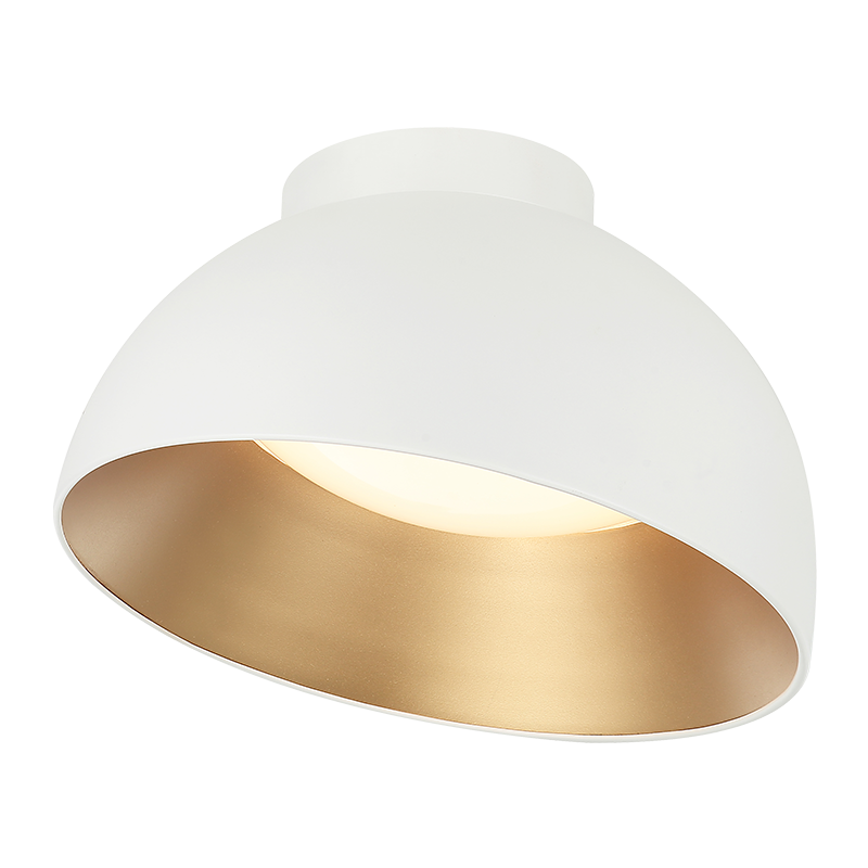 Matteo Lighting M17416MW Zenith LED Flush Mount in Matte White with Gold Interior