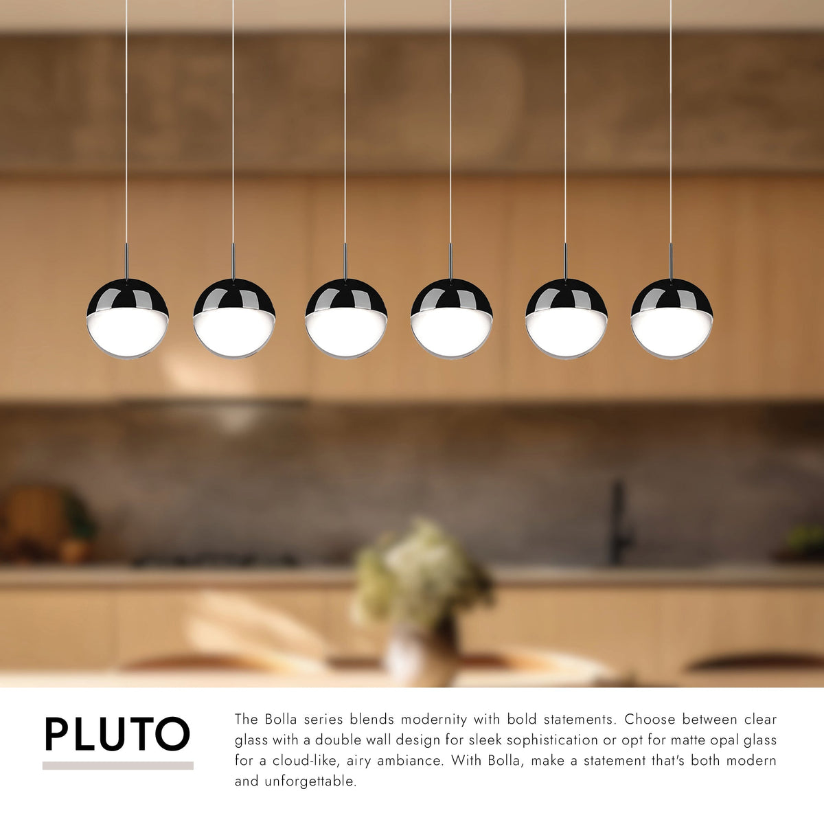 Kuzco Lighting MP402801BC-06 Pluto LED Multi Pendant in Black Chrome