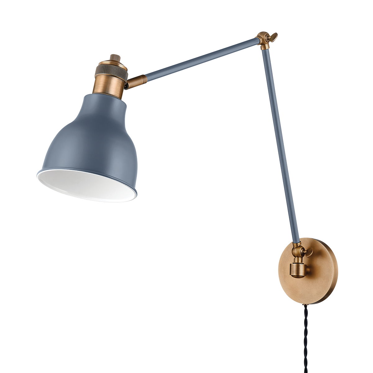 Troy Lighting PTL1219-PBR/SBL MAKIN Plug-in Sconce in Patina Brass/Slate Blue