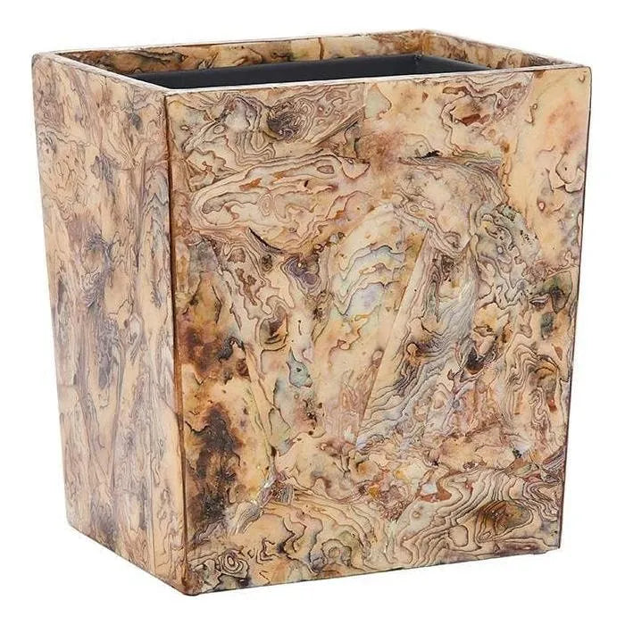 Pigeon and Poodle PP000190 Adana Wastebasket (Rectangular) in Marbelized Shell