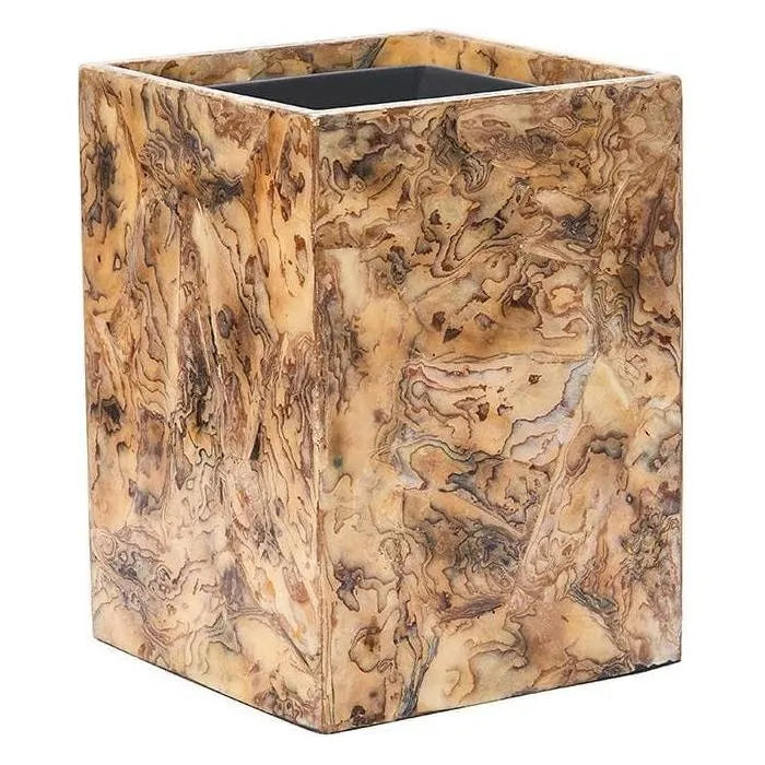Pigeon and Poodle PP000191 Adana Wastebasket (Square) in Marbelized Shell