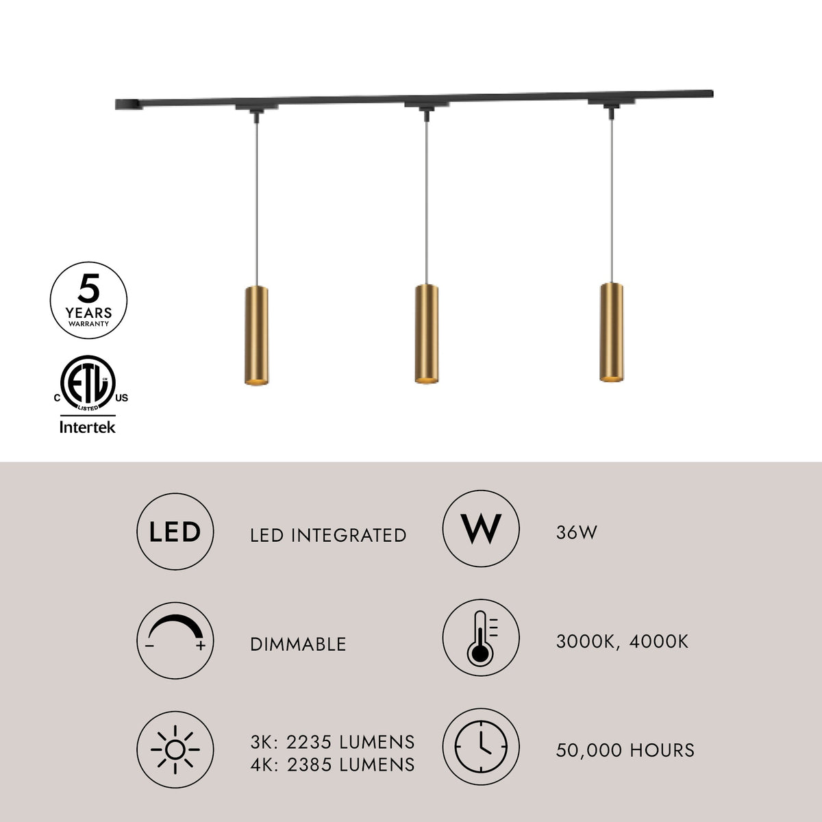 Kit d'éclairage de plafond LED Kuzco Lighting TR3C-P71602-BG Trilo - Remuda en or brossé