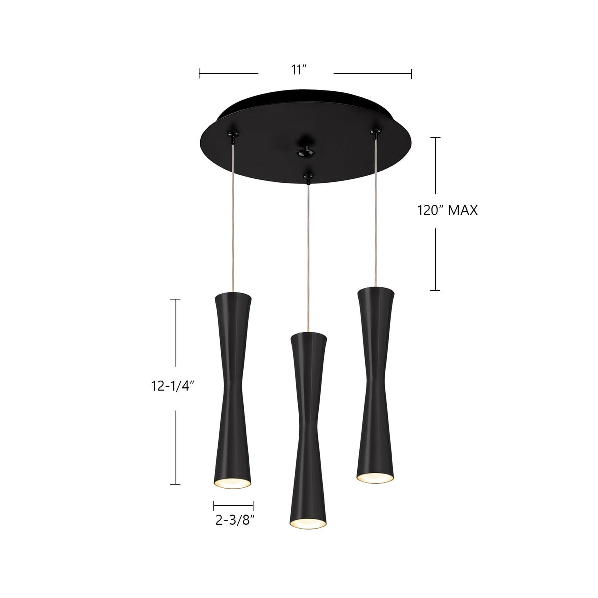 Kuzco Lighting MP42502BK-03 Robson LED Multi Pendant in Black