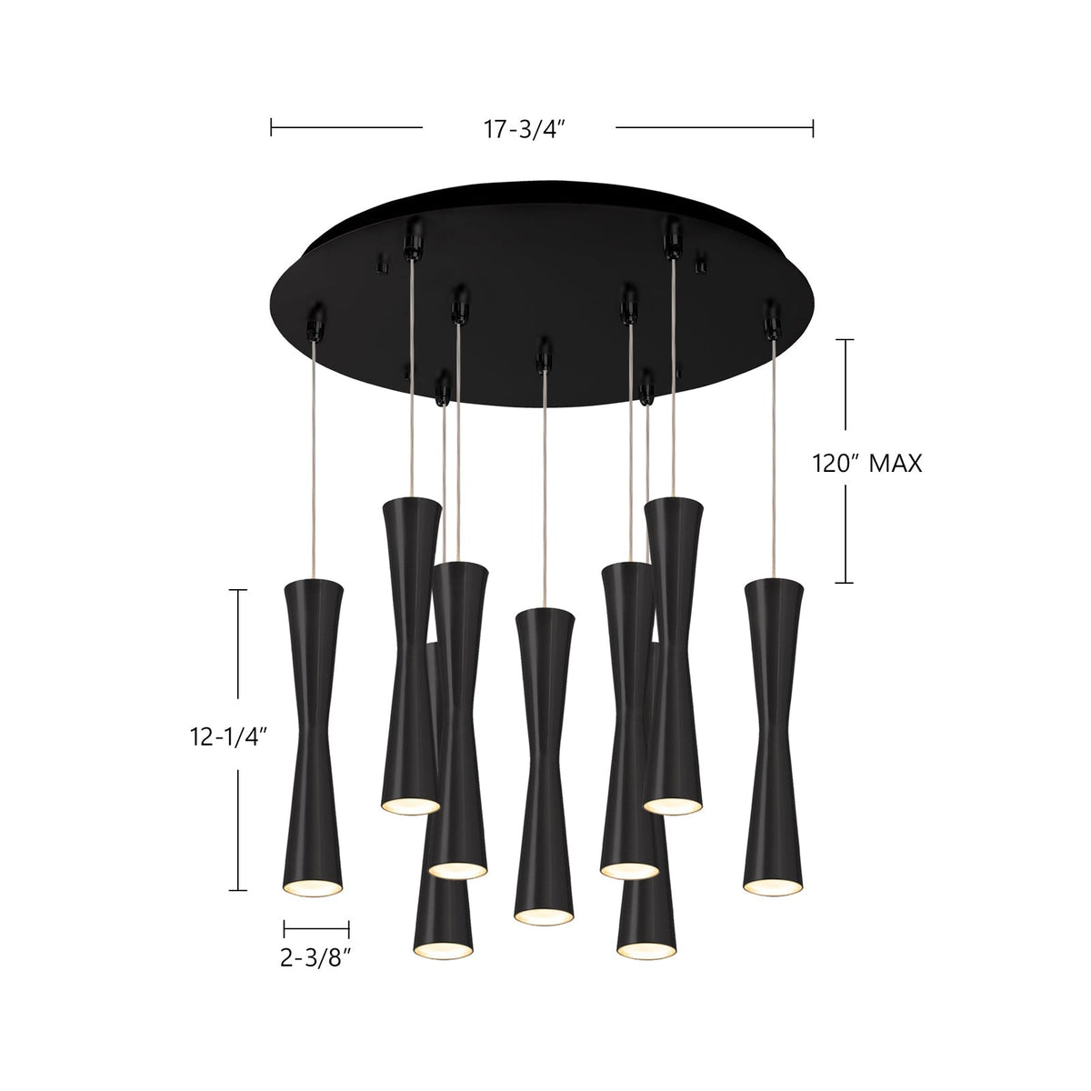 Kuzco Lighting MP42502BK-09 Robson LED Multi Pendant in Black