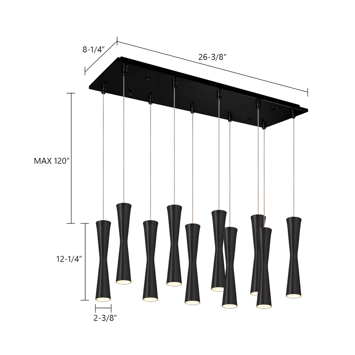 Kuzco Lighting MP42502BK-10 Robson LED Multi Pendant in Black