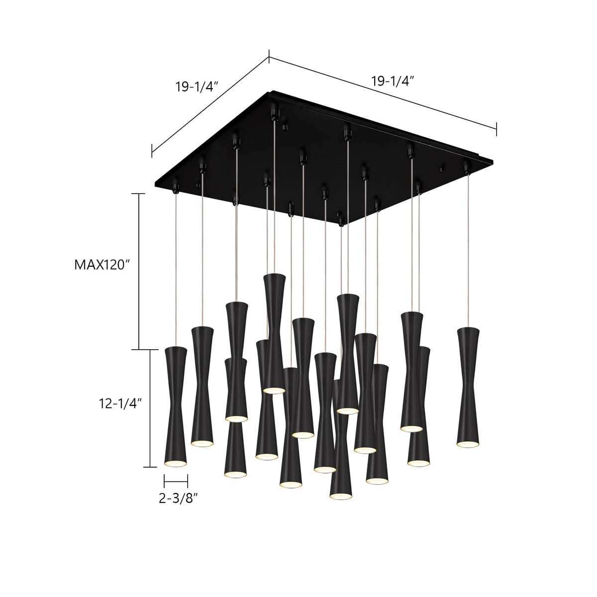Kuzco Lighting MP42502BK-16 Robson LED Multi Pendant in Black
