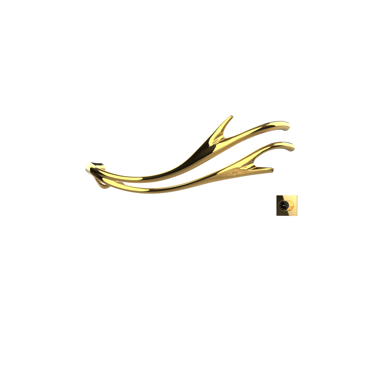 P&Bhusri S2-M-24K-XM Golden Antlers Towel Warmer in PVD 24K Gold