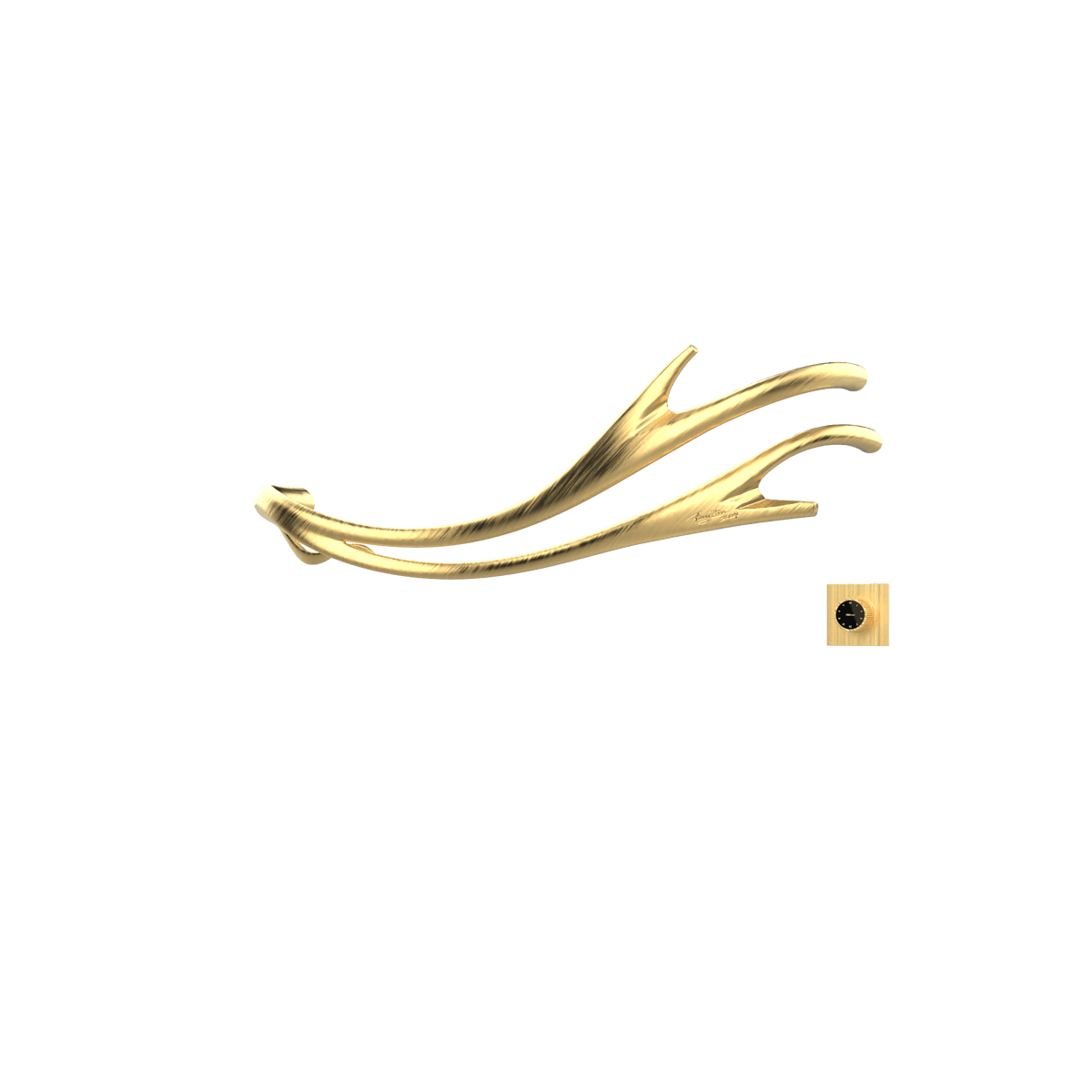 P&Bhusri S2-M-BLG-XM Golden Antlers Towel Warmer in PVD Brushed Luxury Gold